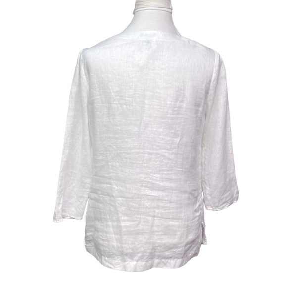 Talbots Beaded Ocean Design Linen Blouse - Picture 5 of 7